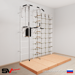 Шведская стенка Sv Sport 57740 (Турник стандарт/Брусья/Канат/Лестница/Трапеция/Мат 2м/Канатный лаз)