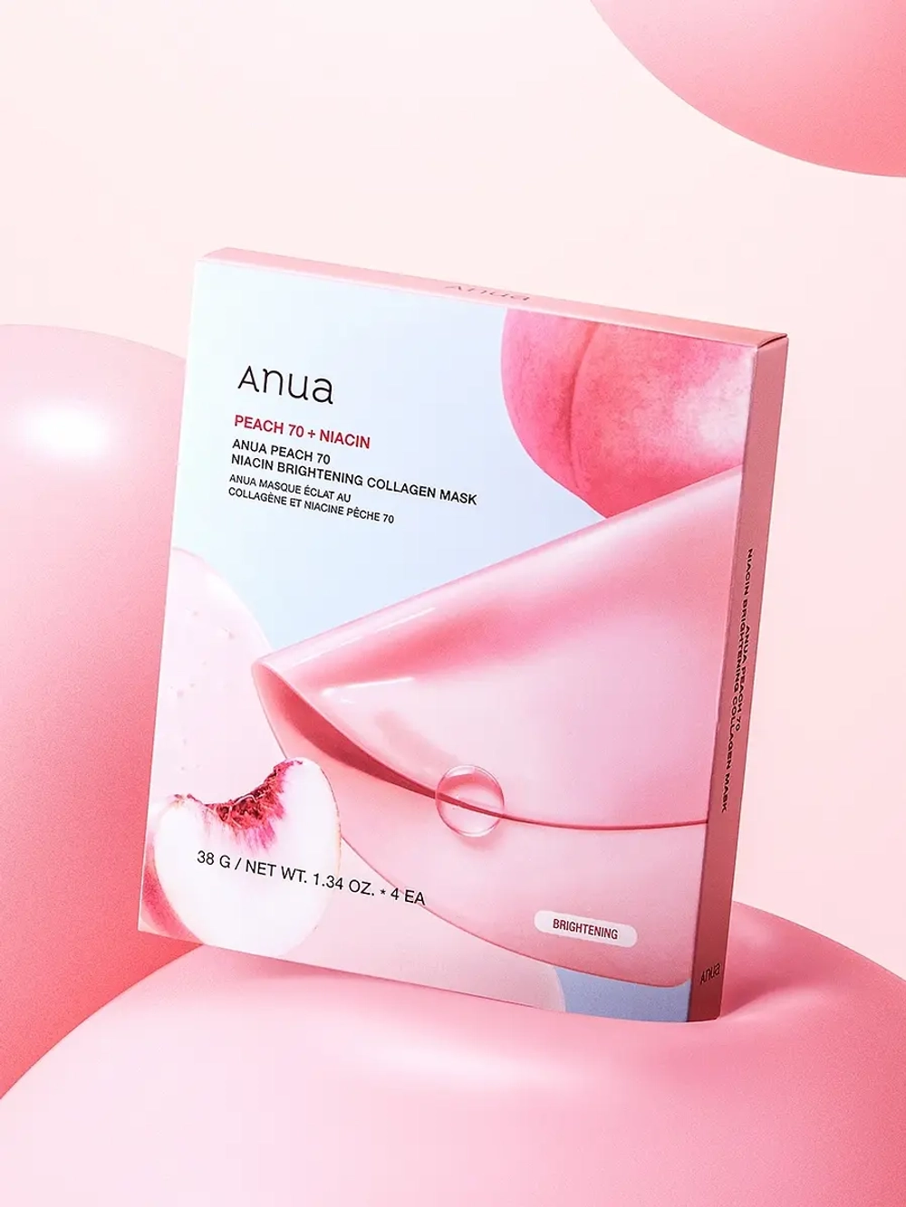 Anua Осветляющая гидрогелевая маска с ниацинамидом и коллагеном Peach 70 Niacin Brightening Collagen Mask 38 гр х 4 шт