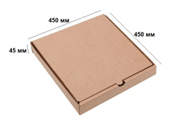 Коробка для пиццы 450х450х45 мм. (50 шт.), Бурая, (толстая)