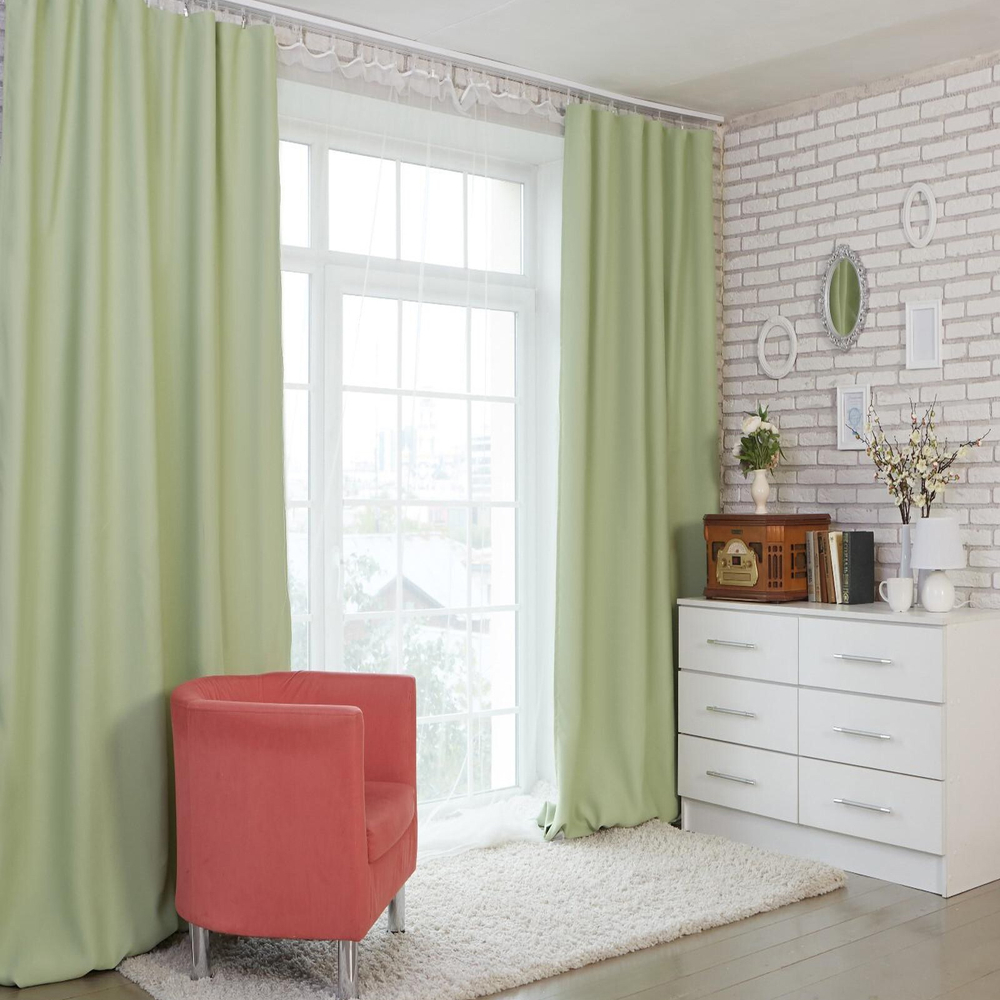 Штора портьерная 135*250 см.215 гр/м2, блэкаут,100% п/э (мятный)