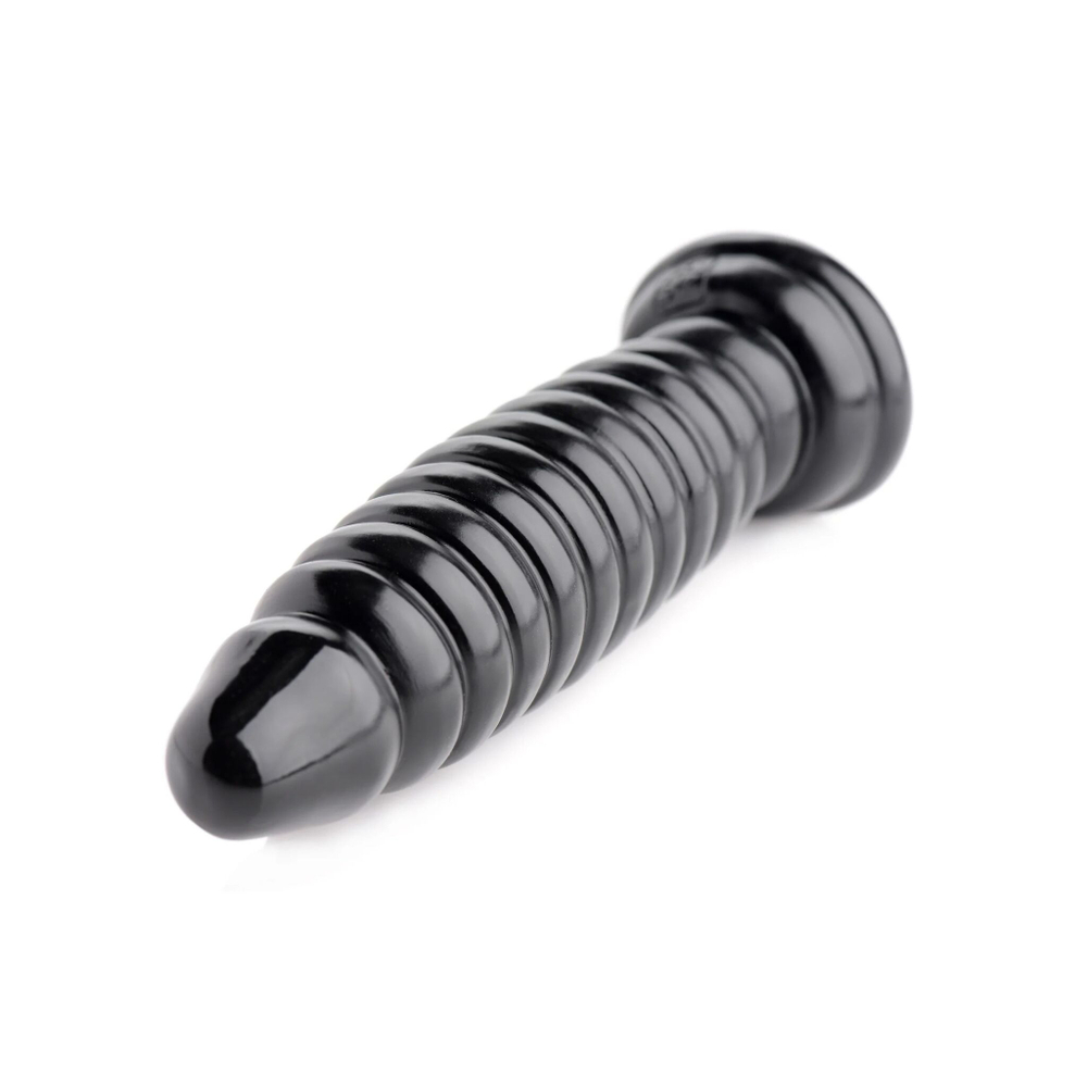 Черный ребристый анальный фаллоимитатор - 17,8 см. (Цвет: черный)