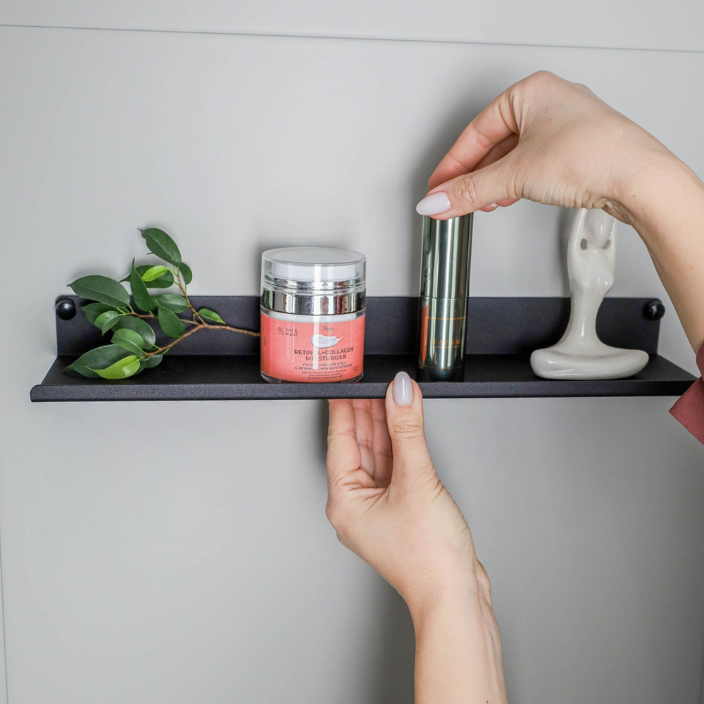 Полка MetaDec Plain настенная прямая, 40х10см черная, металл, 1шт