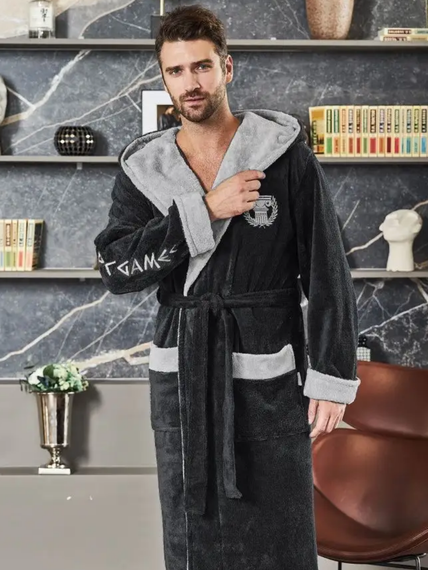 Халат мужской OLIMPIC GAMES с капюшоном Антрацит POLENS Турция