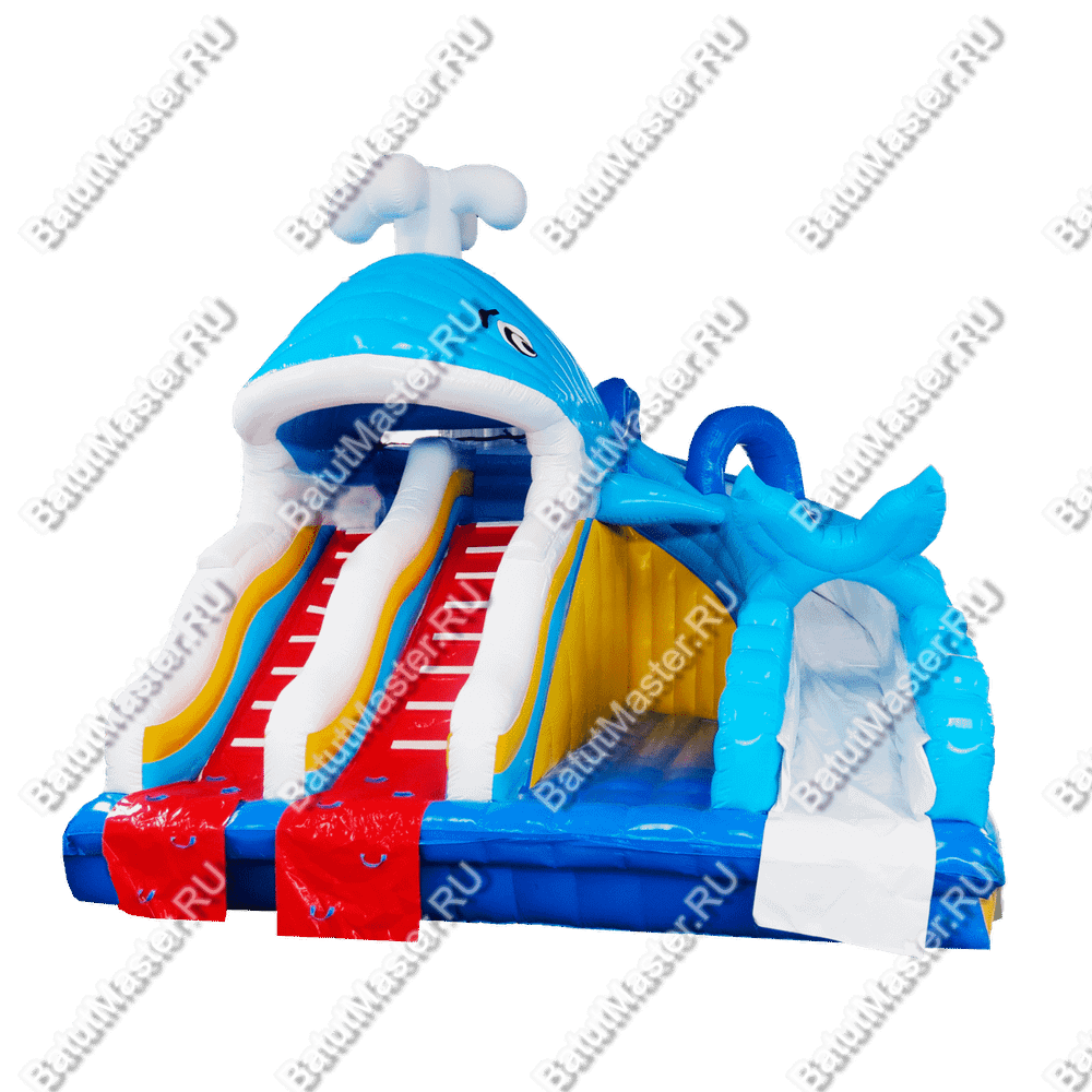 Надувная водная горка для аквапарка к бассейну «Кит» 7,5*7*7,2 м