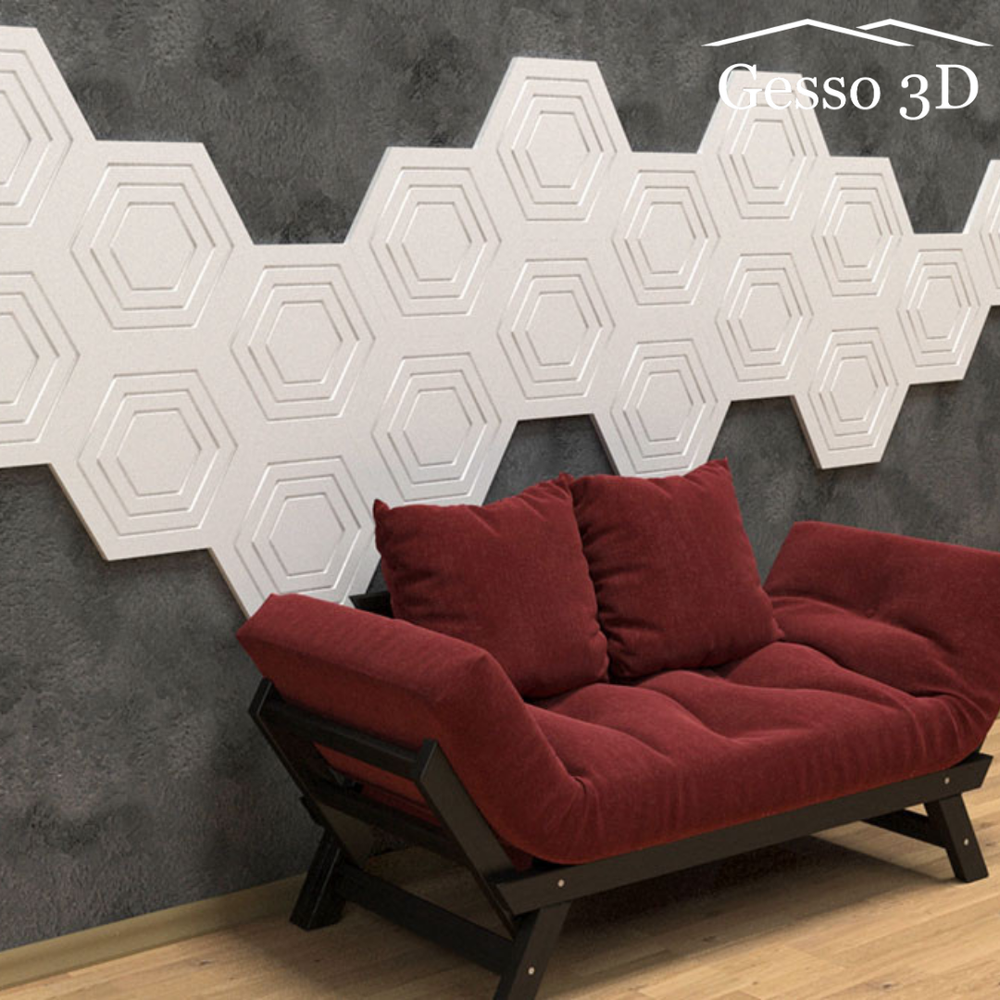 Гипсовая 3D панель Шестигранник рельефный
