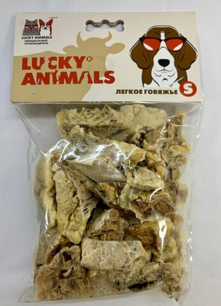 Лакомство для собак Lucky Animals "Легкое говяжье М", 70г, 1 пачка