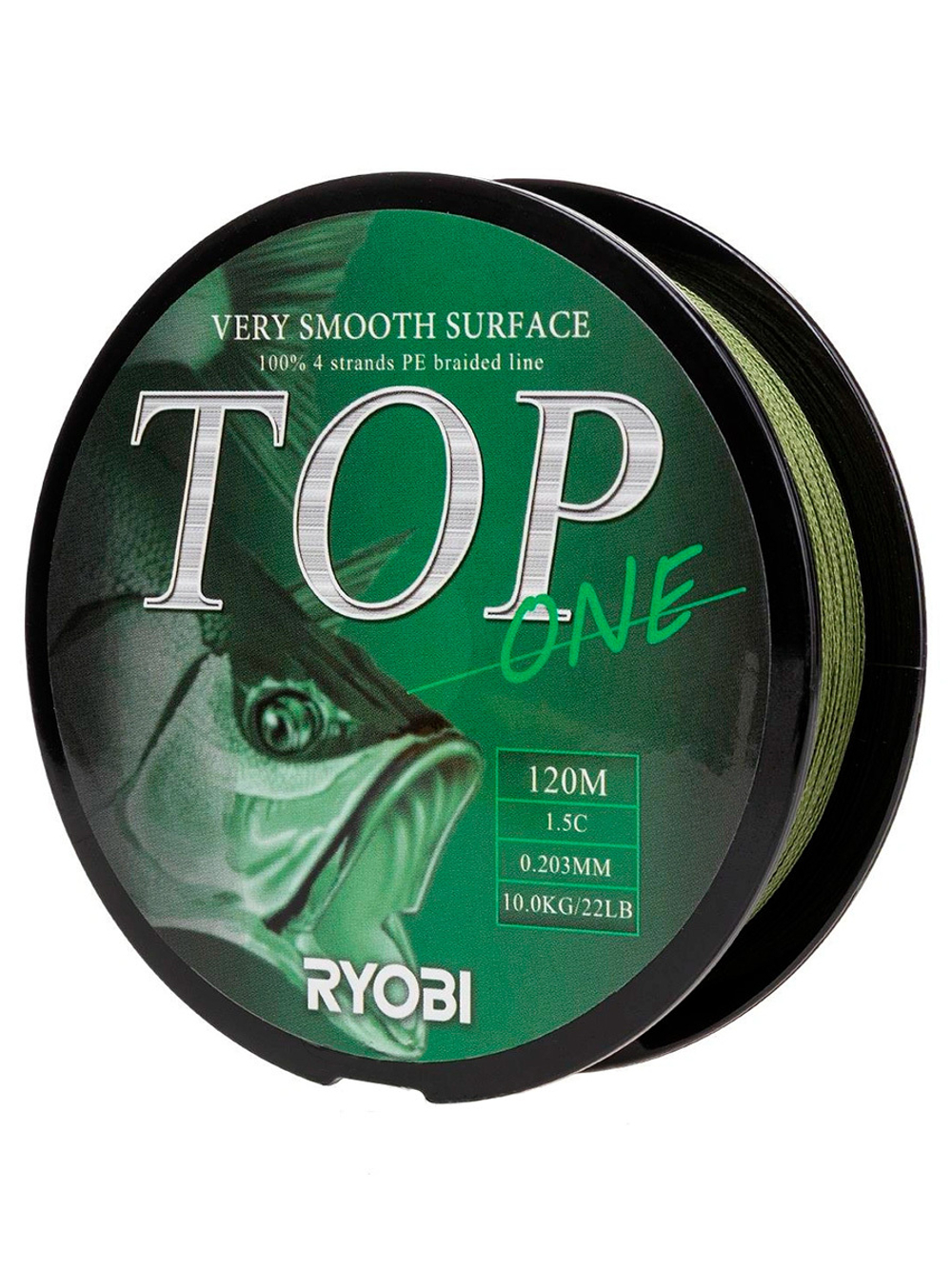 Шнур плетеный для рыбалки Ryobi TOP PE4X-120M Dark green 0.6/d-0.128mm