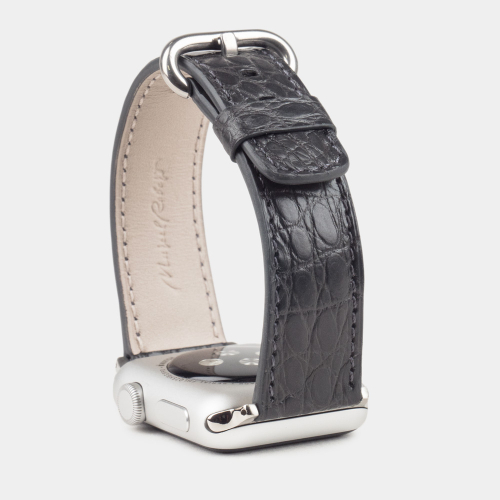 Ремешок для Apple Watch 40/41/42 mm из кожи аллигатора, серого цвета