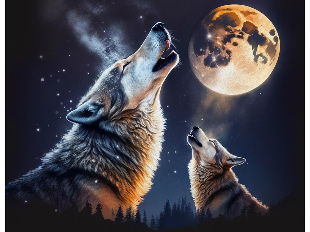 Алмазная мозаика 30х40см. "Ночной зов" с полн.заполнен.на подрам. (Арт. НД-0534)