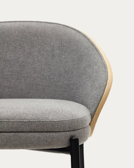 Полубарный стул Eamy светло-серый с натуральной отделкой