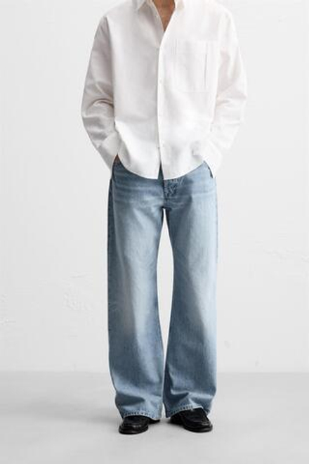 ZARA ДЖИНСЫ FLARE FIT BAGGY, ГОЛУБОЙ