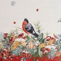 ДОРОЖКА "МОРОЗКО.СНЕГИРИ "45Х215СМ ,КРАСНЫЙ, 100% ХЛОПОК,ТВИЛ ПРОПИТКА