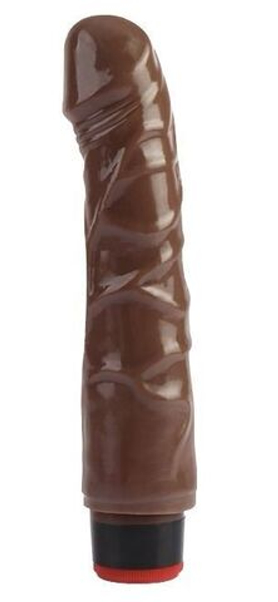 Коричневый вибратор-реалистик 8 Vibrating Dildo - 21 см. (Цвет: коричневый)