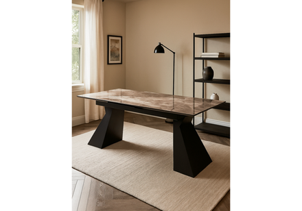 Стол стеклянный Woodville Денхольм 240(290)х100х75 каталония, черный