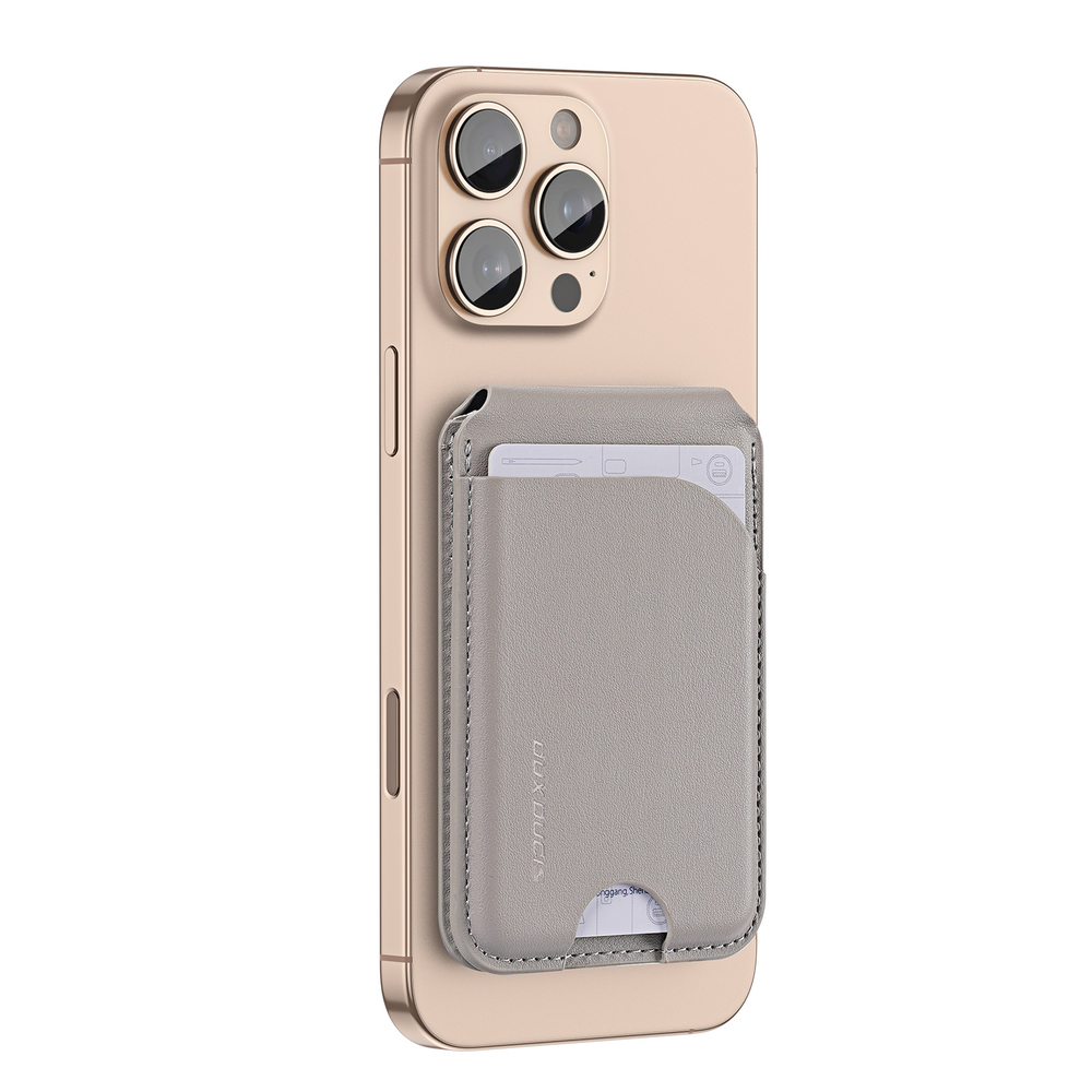 Магнитная подставка картхолдер серого цвета от Dux Ducis, серия Neva Series Magnetic Wallet Stand