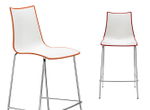 Стул барный пластиковый Scab Design Zebra Bicolore, хром, белый, оранжевый