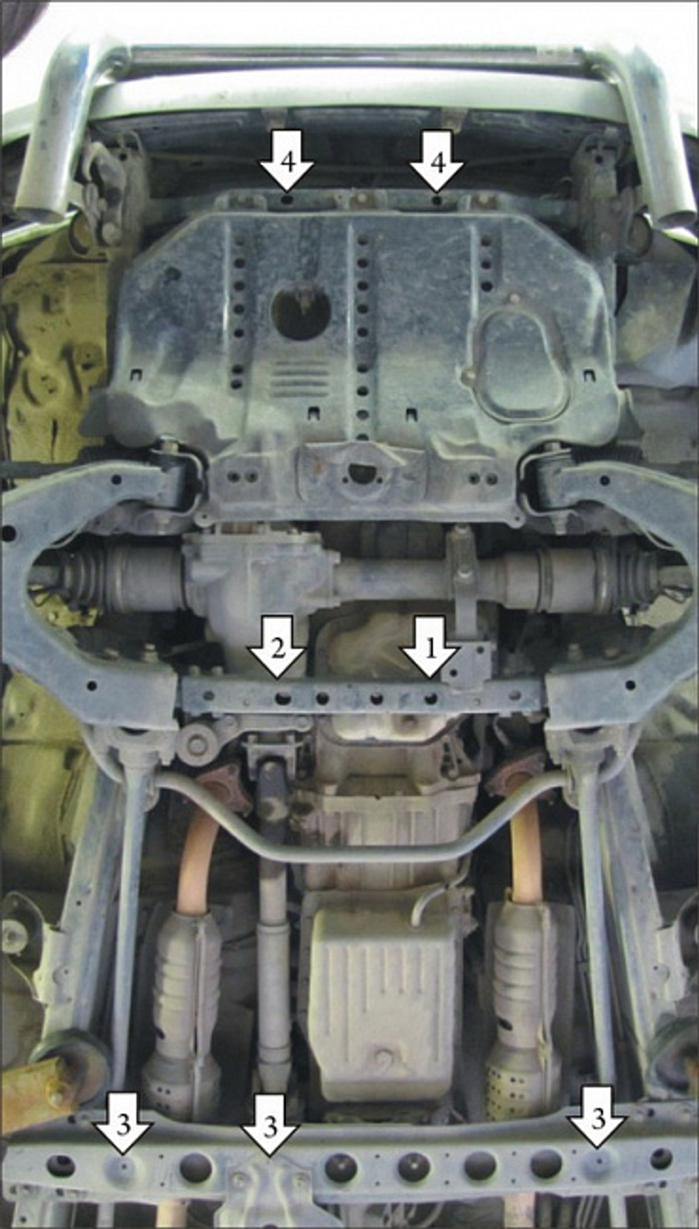 Защита стальная 3 мм Д, ПДф, КПП, Р Toyota Land Cruiser 100 MOTODOR.12511