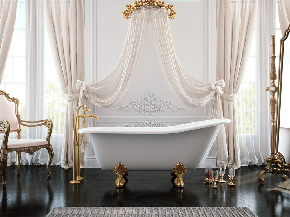 Ванна из литьевого мрамора Эстет Царская 150х73 белая, ФР-00001653