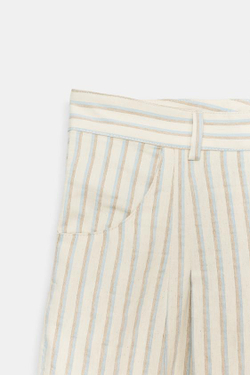 ZARA БРЮКИ БАРРЕЛЬ В ПОЛОСКУ — ZW COLLECTION, ЭКРЮ