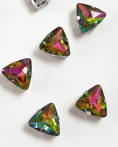 Стразы пришивные стекло в оправе "Треугольник", р. 12 мм, хамелеон
