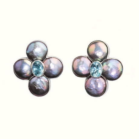 Серьги-кресты с топазами