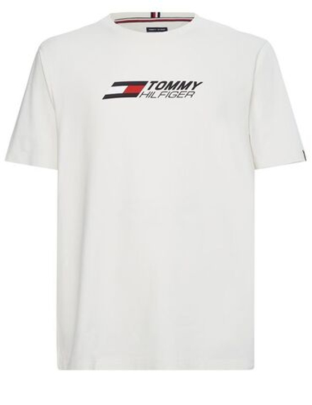 Мужская теннисная футболка Tommy Hilfiger Essentials Big Logo Short Sleeve Tee - Бежевый