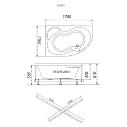 Акриловая ванна Triton (Тритон) Мари 170x110 L