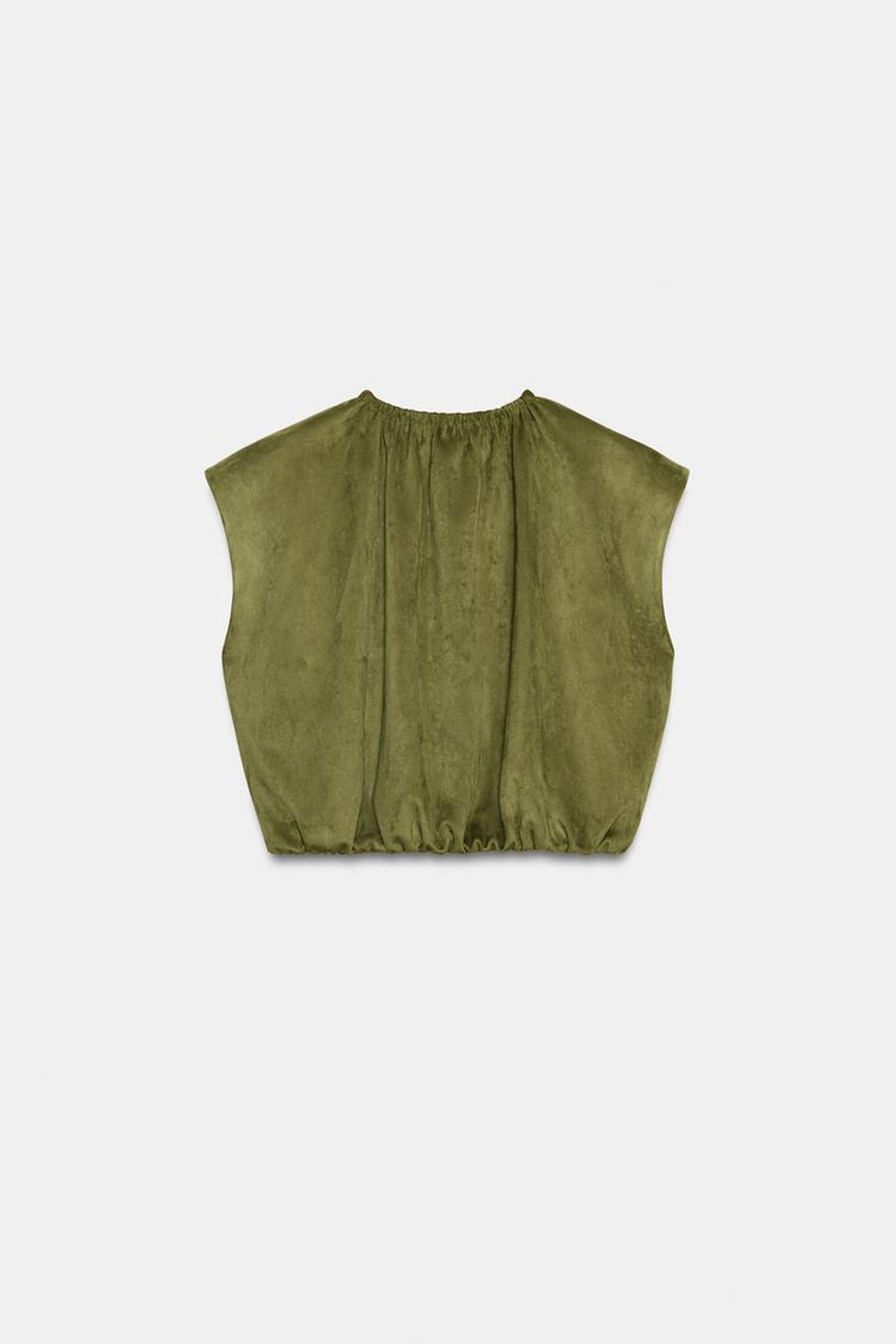 ZARA ТОП ОБЪЕМНОГО КРОЯ ИЗ ИМИТАЦИИ ЗАМШИ, ХАКИ