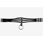 Short Чокер из экокожи с двумя кольцами 32-38 см