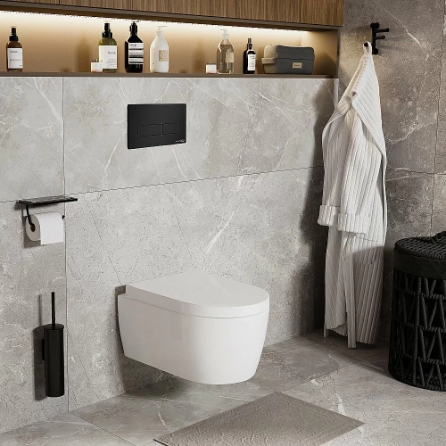 Инсталляция для унитаза WasserKraft Alme 15TLT.010.ME.MB03 кнопка черная матовая