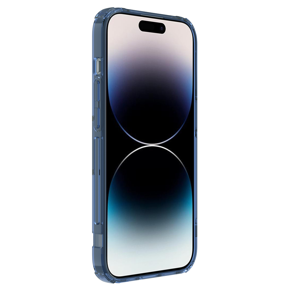Противоударный чехол с мягкими синими рамками от Nillkin для iPhone 14 Pro Max, серия Nature TPU Pro