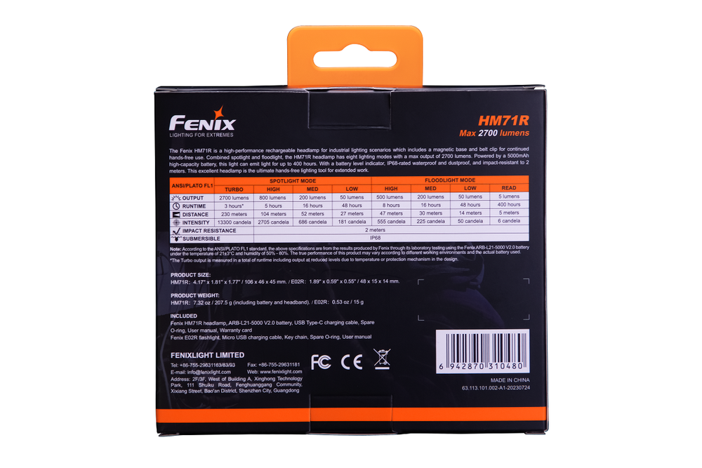 Набор, налобный фонарь Fenix HM71R + фонарь Fenix E02R