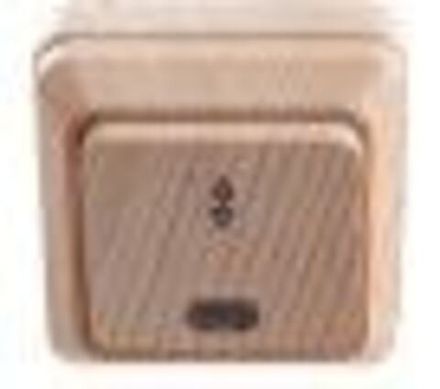 Выключатель проходной одноклавишный с подсветкой "UNIVersal" серия "Олимп", о/у, 10А, 220В, сосна (е