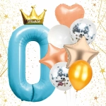 Набор шаров 8 шт «0 - Prince», голубой (цирфа + 7 шаров)