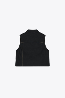 ZARA ЖИЛЕТ С КОНТРАСТНОЙ ОТДЕЛКОЙ, ЧЕРНЫЙ