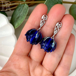 LEFIREL' Серьги серебряные женские "Полночь" с цветами из муранского стекла / ювелирные украшения из родированного серебра 925