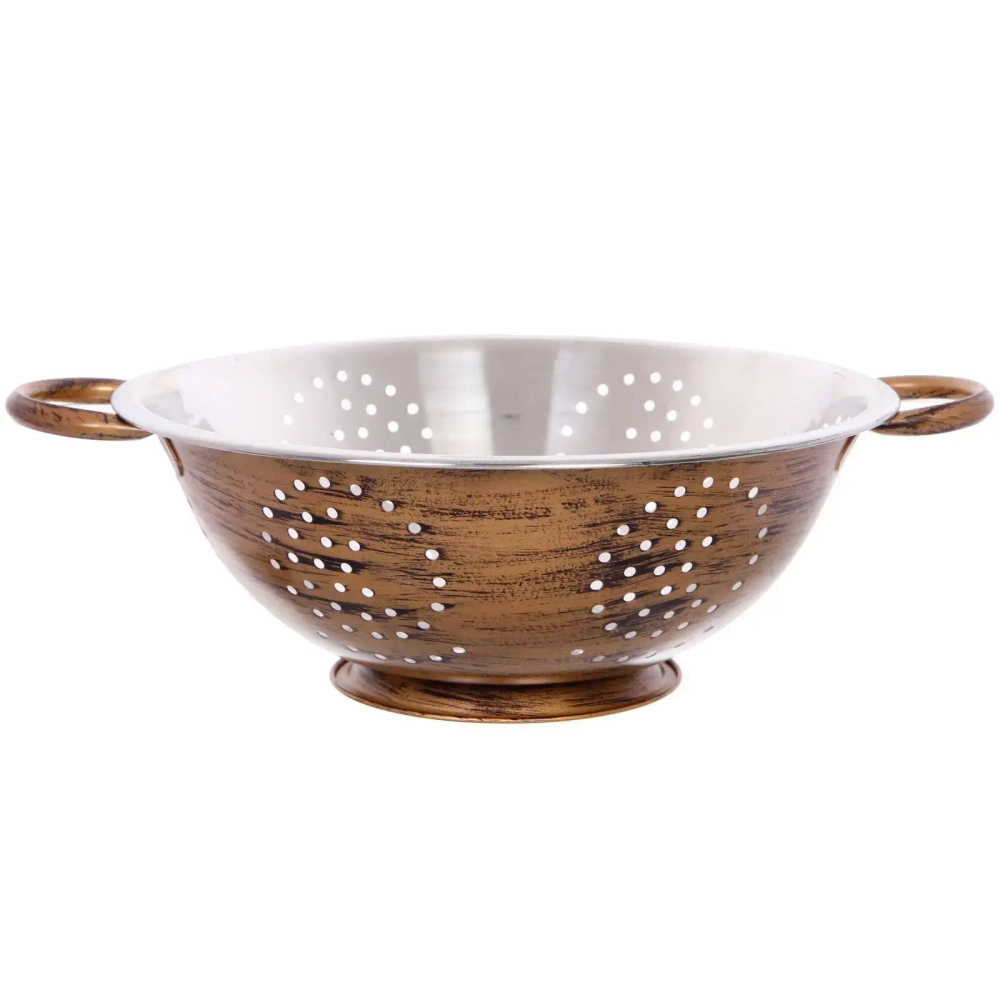 Дуршлаг из нержавеющей стали 3л 28см с 2-мя ручками цвет Антик