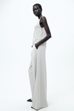 ZARA ТОП В МИНИМАЛИСТСКОМ СТИЛЕ С НАДПИСЬЮ, СВЕТЛО-СЕРЫЙ