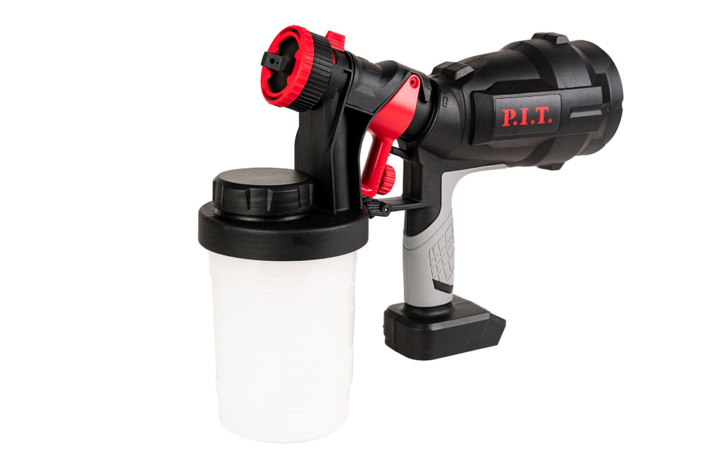 Краскопульт аккум. P.I.T. PSG20H-900A SOLO (20В,700 мл/мин, емк. 900 мл, давл. 0,1-0,2 бар)