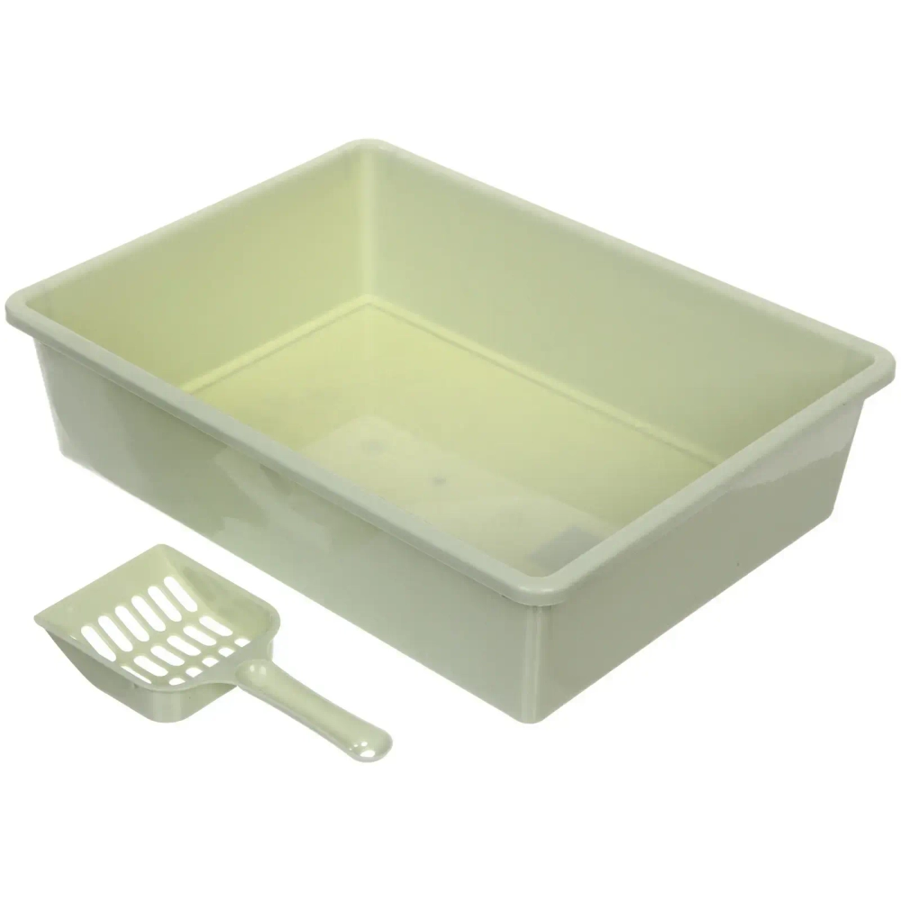 Лоток - туалет для кошек с совком «ЧИСТЫЕ ЛАПКИ», цвет фисташковый, 38*28.5*10см (пакет)✦