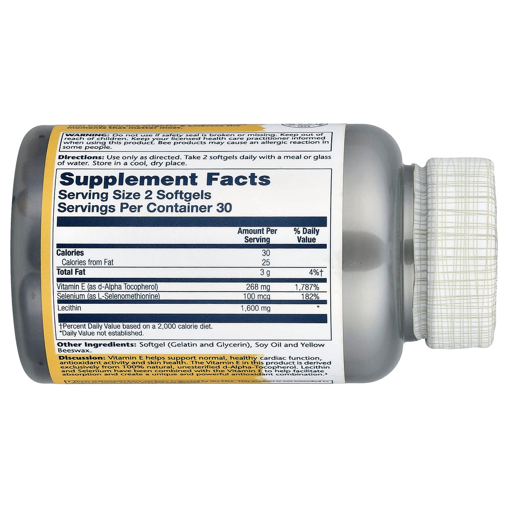 Solaray, Bio E® с селеном и лецитином, 60 капсул