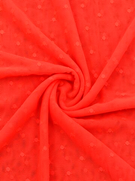 Сетка эластичная оранжевая неоновая в горошек 5 мм отрезом 75х50 см