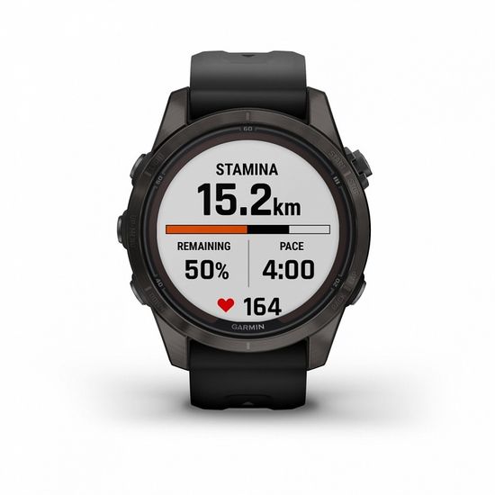 Умные часы Garmin Fenix 7S Pro Sapphire Solar титановый угольно-серый DLC с силиконовым ремешком