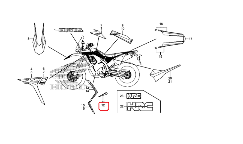 86644-KZZ-M20ZA. STRIPE B, L. MIDDLE COWL *TYPE1* (TYPE1 ). Honda CRF250Rally OEM sticker