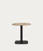 Dina Круглый стол из меламина с натуральной отделкой и черной металлической ножкой Ø 68x70 с