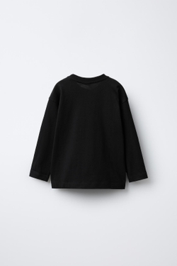 ZARA ОДНОТОННАЯ ФУТБОЛКА MEDIUM WEIGHT, ЧЕРНЫЙ