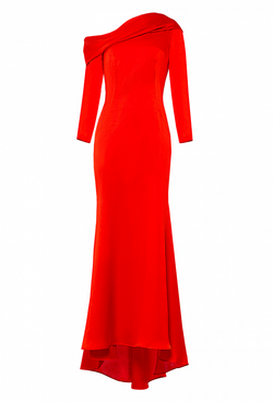 Платье шелковое силуэт «рыбка» красное 21-02-22 SS