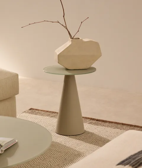 Приставной столик Wilshire Ø35х45 см серый, сталь, стекло