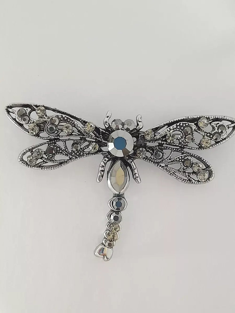 Брошь "Стрекоза античное серебро"