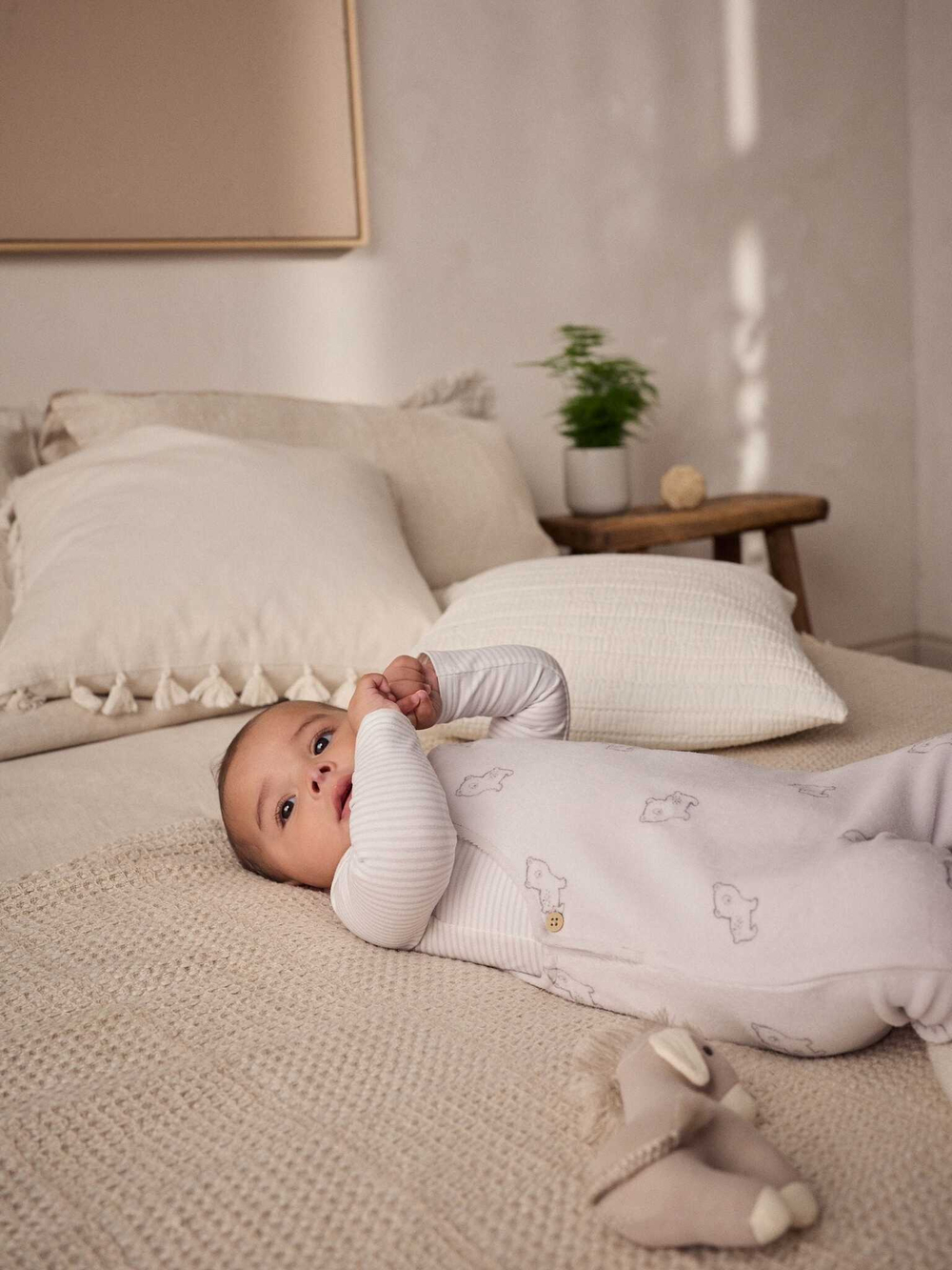 Боди с длинным рукавом и комбинезон в комлекте для малышей Next E59-551, Белый, Молочный